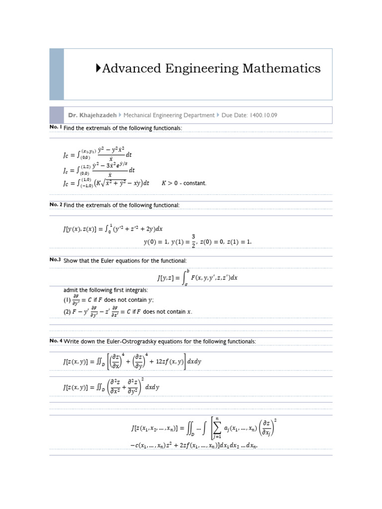 Advanced Engineering Mathematics Problems | PDF | Mathematical Concepts ...