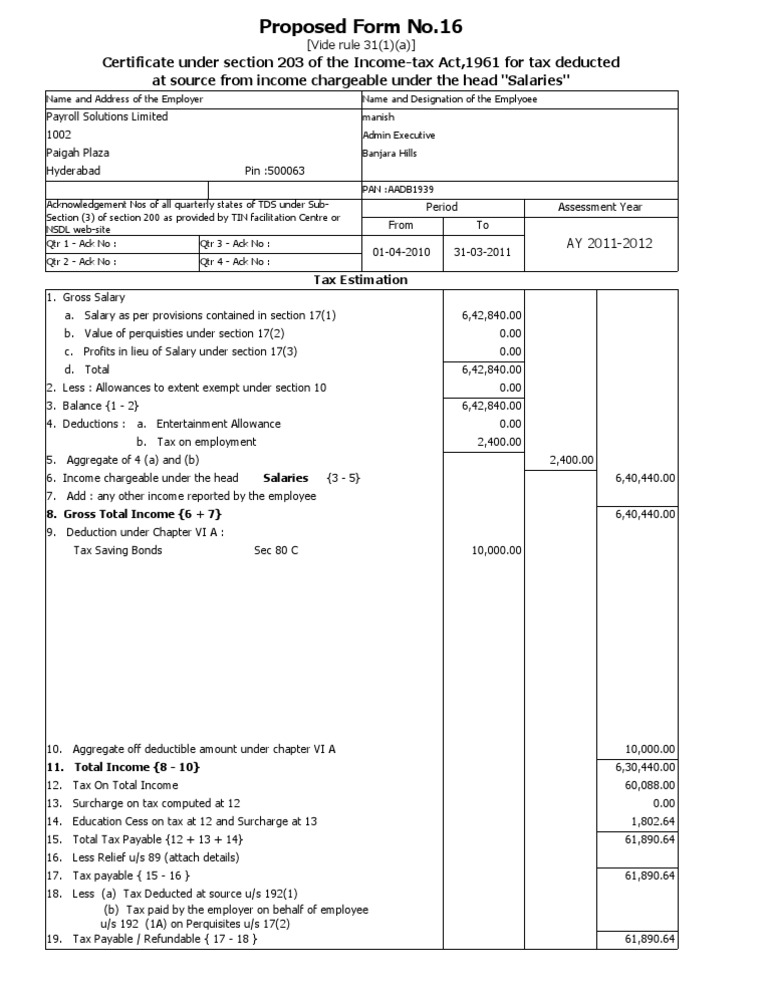 Form 16 | PDF