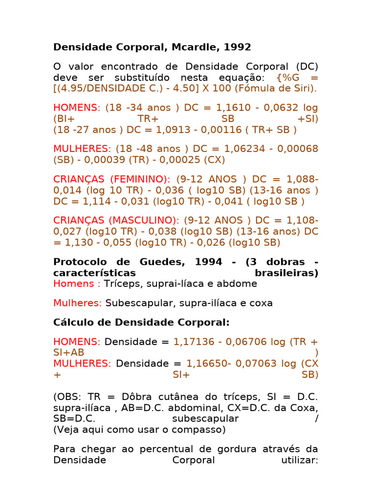 Doc-Densidade Corporal | PDF