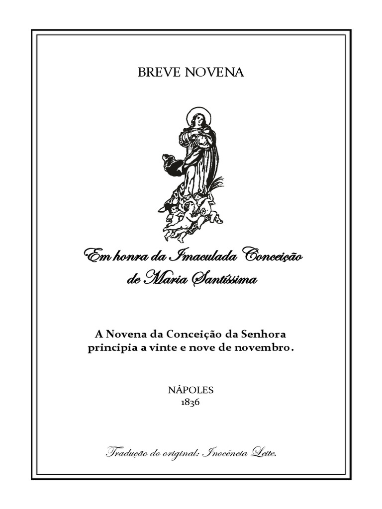 Novena à Imaculada Conceição de Maria | PDF | Maria, mãe de Jesus | Pecado