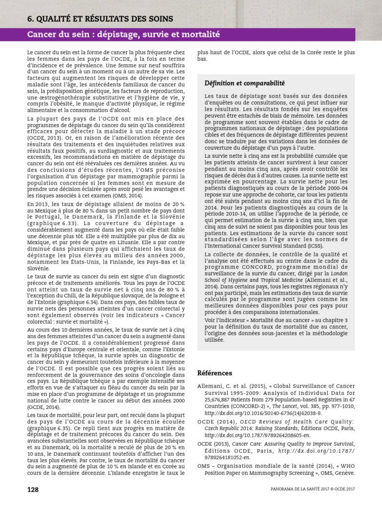 Dépistage et survie du cancer du sein OCDE | PDF | Cancer | Cancer du sein
