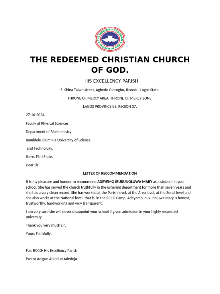 Letter of Reccommendation | PDF