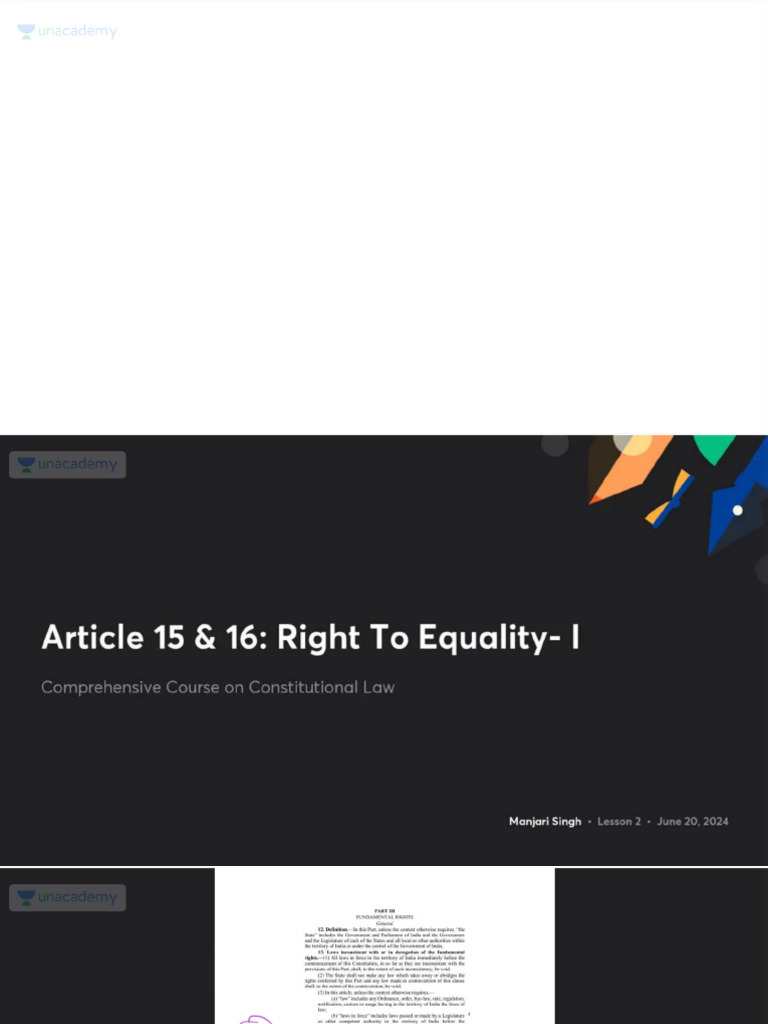 Article 15 16 Right To Equality I With Anno | PDF