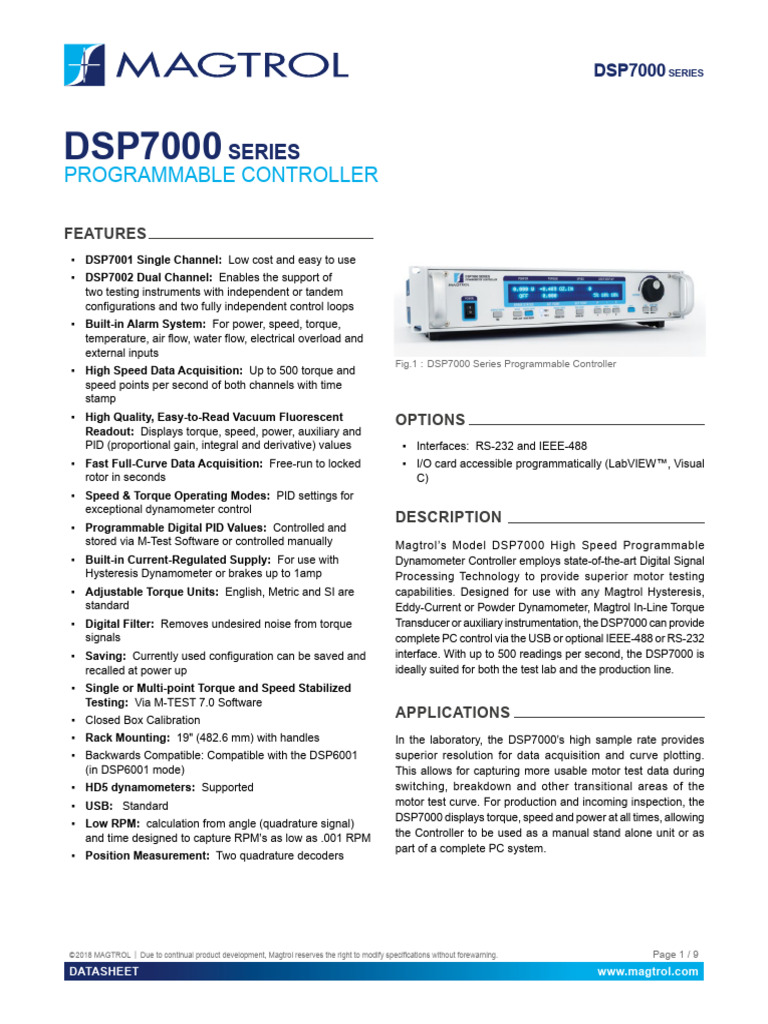 DSP7000 Series Controller Overview | PDF | Power Supply | Data Acquisition