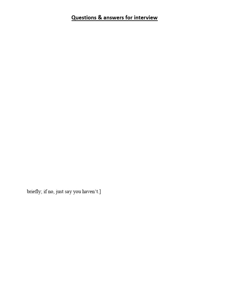Questions & Answers For Interview | PDF