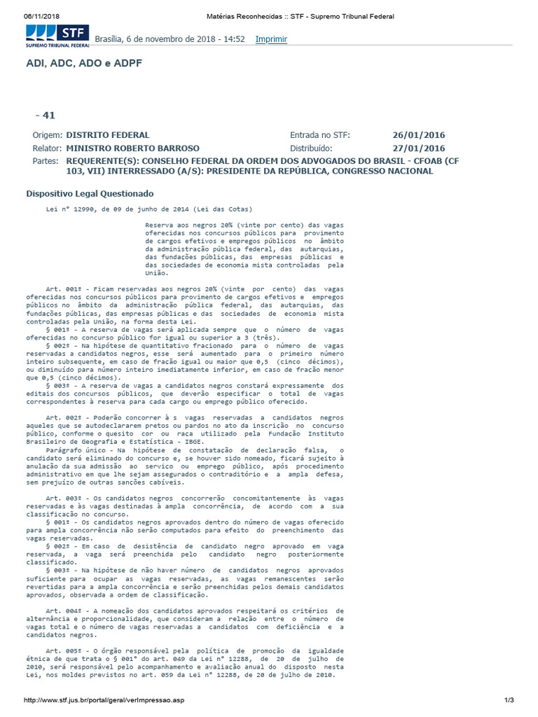 Matérias Reconhecidas - STF - Supremo Tribunal Federal | PDF | Justiça ...