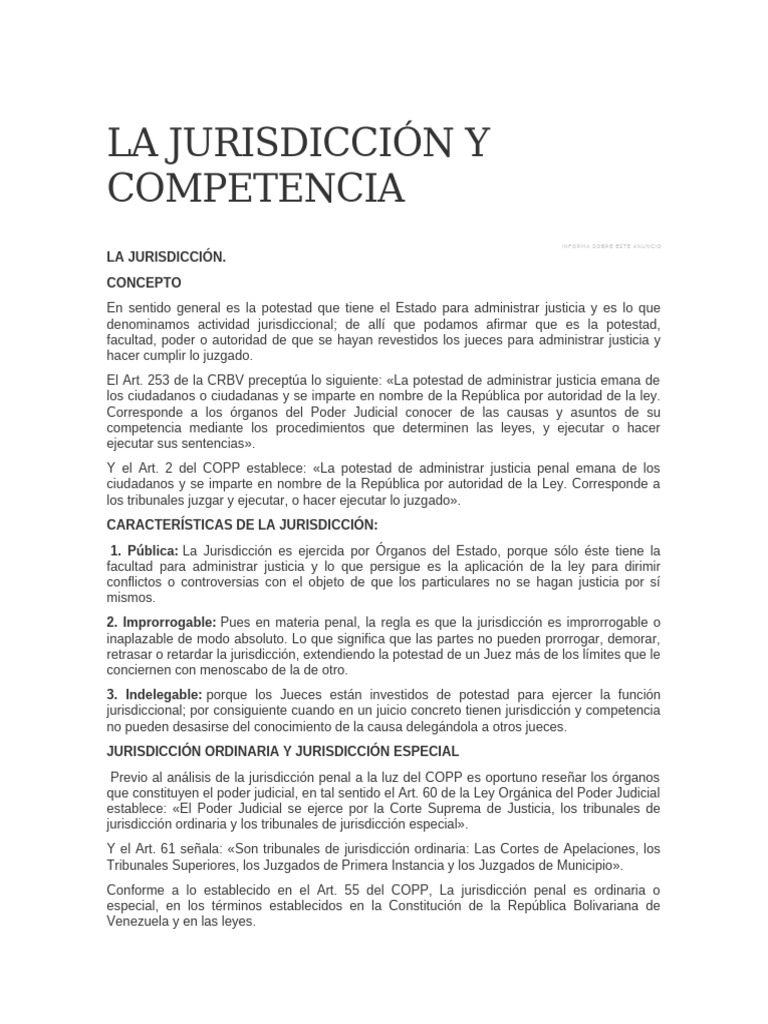 Jurisdicción y Competencia Penal | PDF | Jurisdicción | Judicaturas