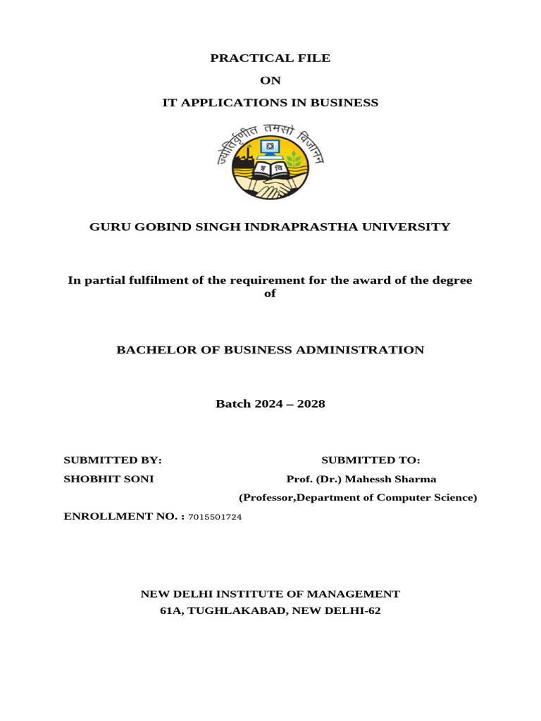 BBA IT Applications Guide | PDF | Microsoft Word | Chart