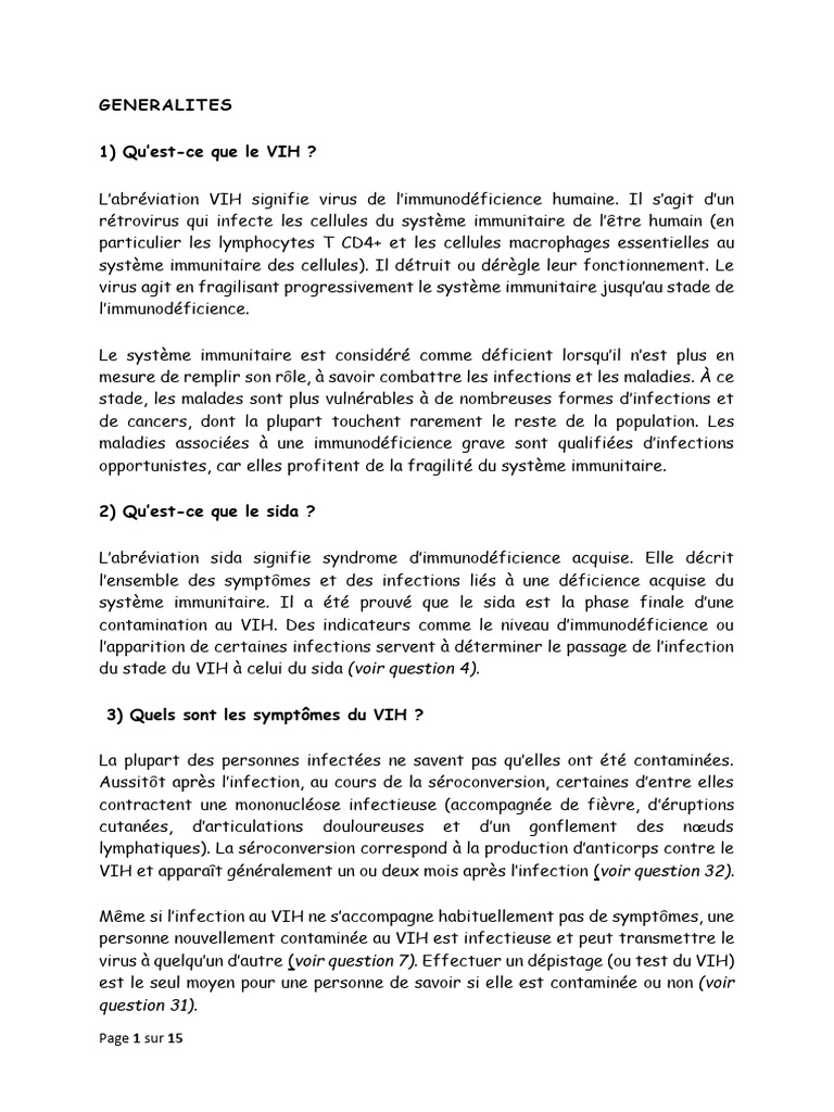 Cours sur le VIH et le sida | PDF | VIH | SIDA