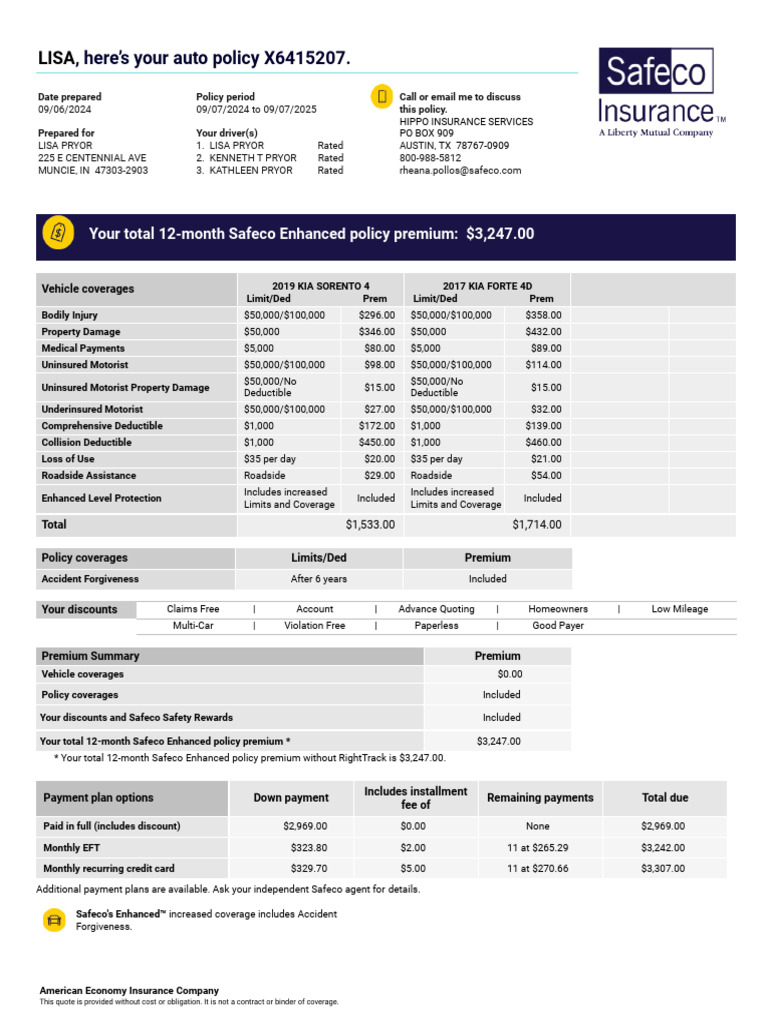 Here's Your Auto Policy X6415207 | PDF | Insurance | Credit History