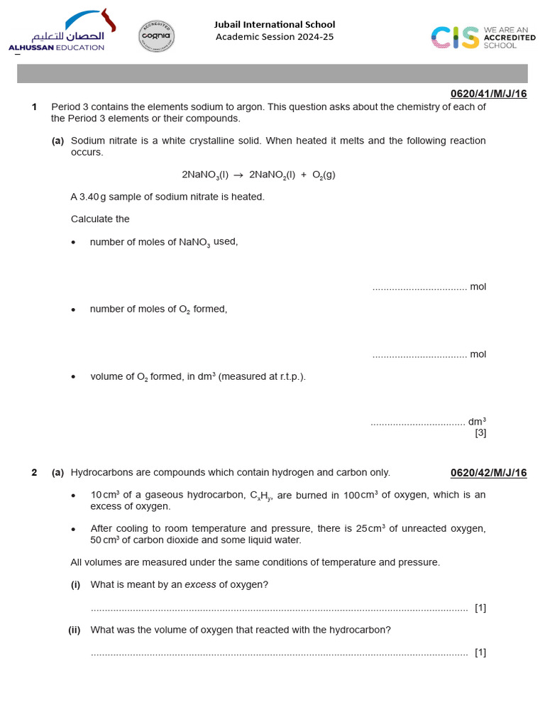 Chemistry Igcse / Grade 9 Worksheet# 1: Stoichiometry | PDF | Acid ...