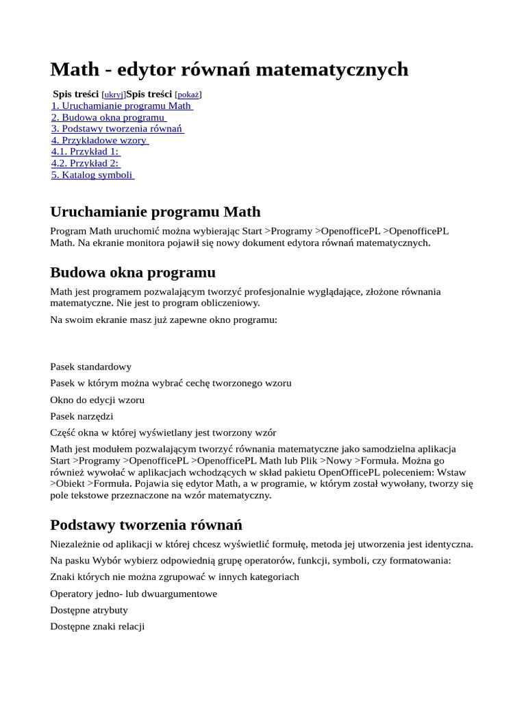 Open Office Math Instrukcja | PDF
