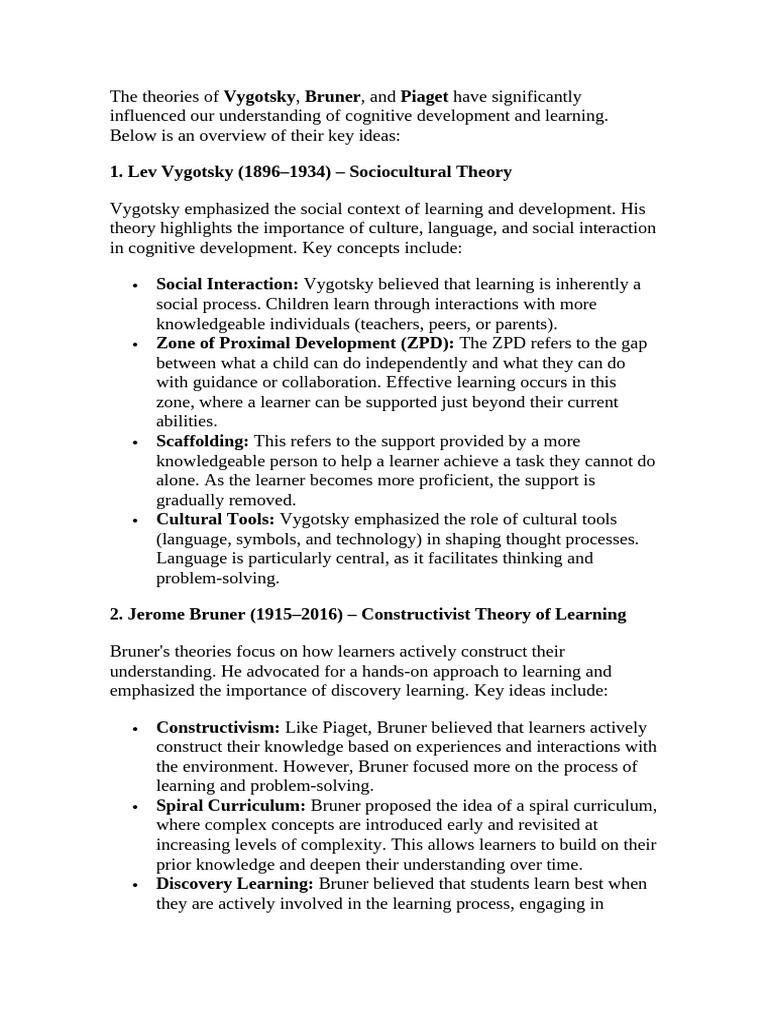 The Theories of Vygotsky | PDF | Constructivism (Philosophy Of ...