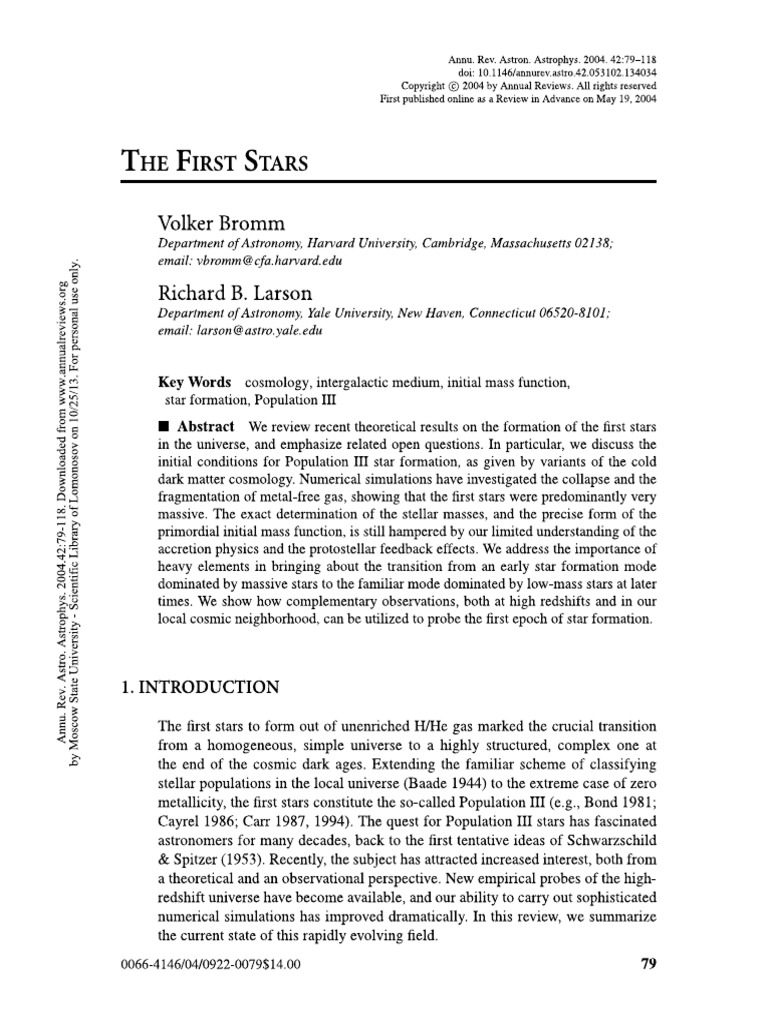 The First Stars | PDF