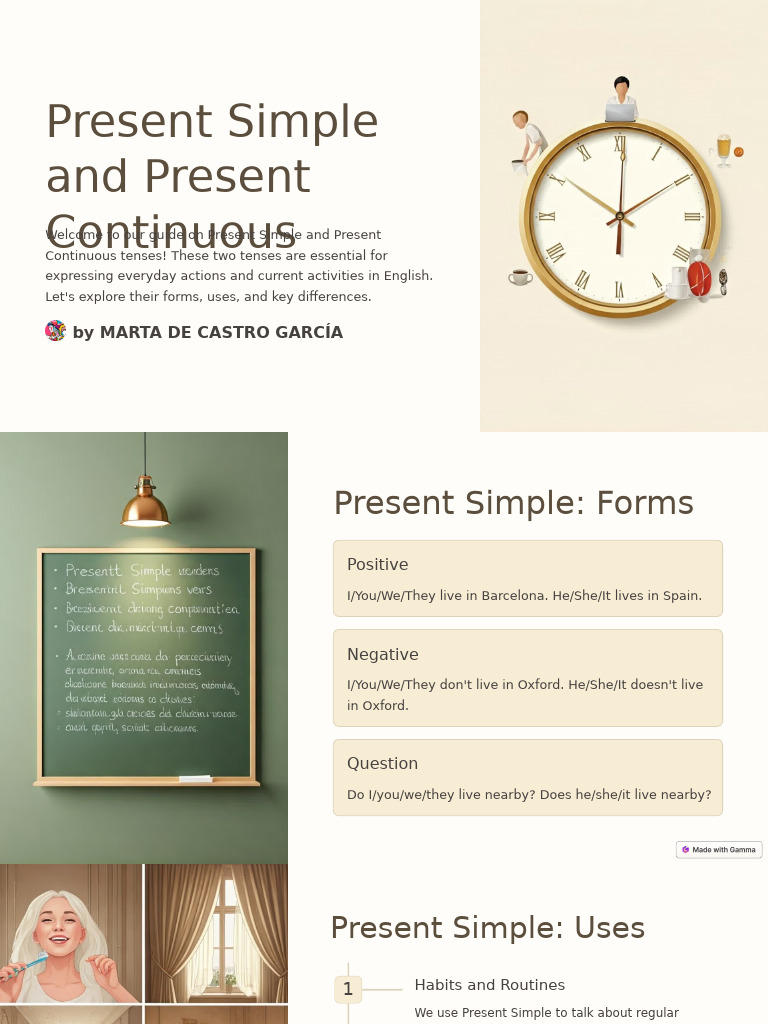 Present Simple vs Continuous Guide | PDF | Verb | Grammatical Tense