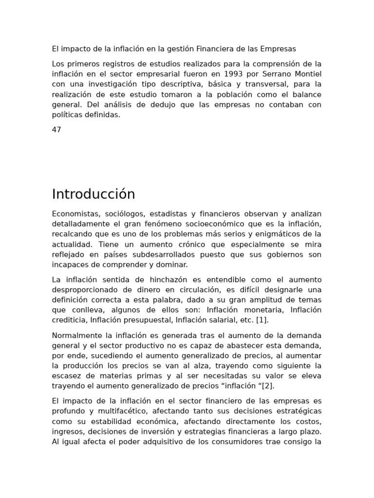El Impacto de La Inflación en La Gestión Financiera de Las Empresas ...