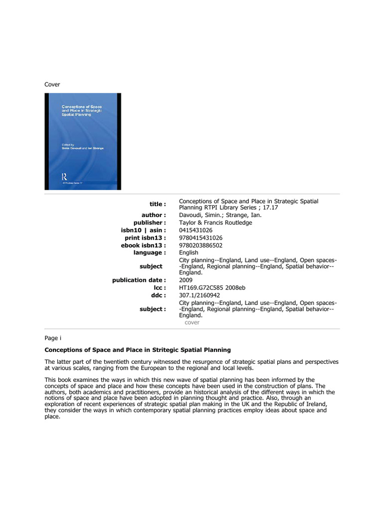 Space and Place in UK Spatial Planning | PDF | Governance | Concept