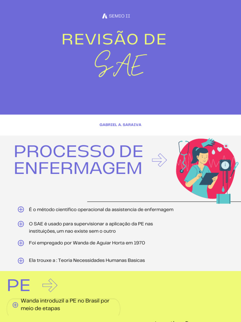 Processo de Enfermagem e SAE | PDF | Enfermagem | Planejamento