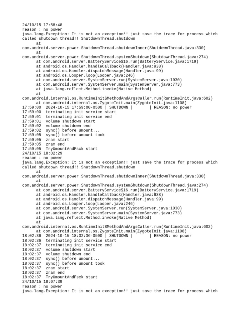 Android Shutdown Log Analysis | PDF | Java (Programming Language ...
