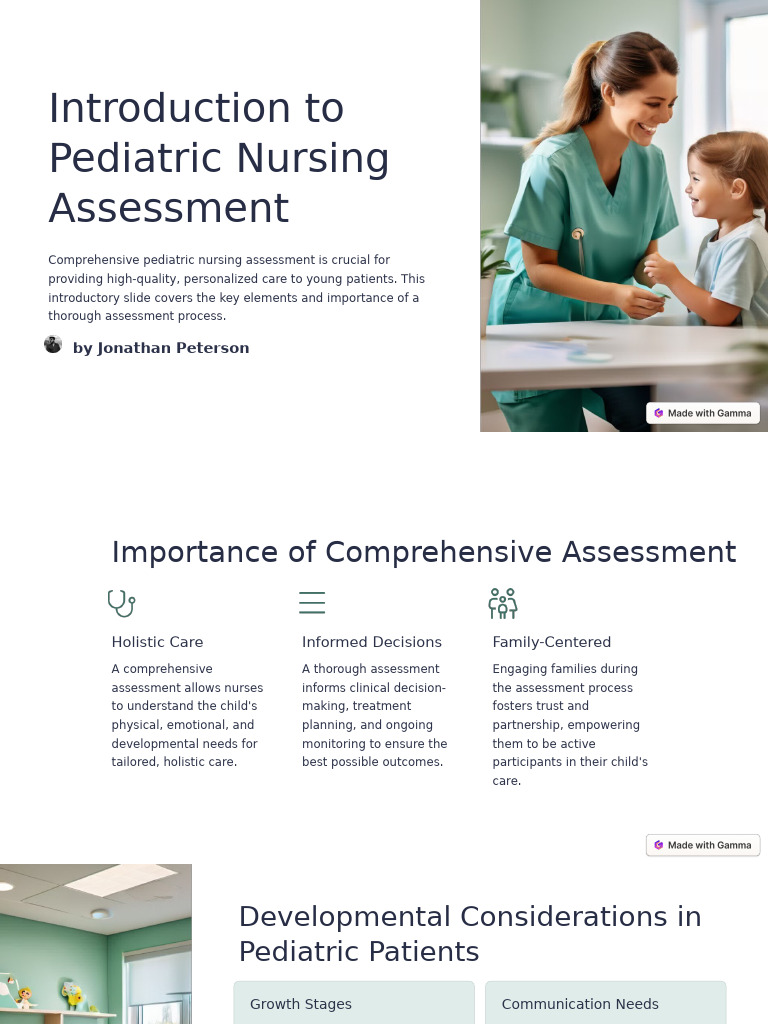 Introduction To Pediatric Nursing Assessment | PDF | Child Development | Behavioural Sciences