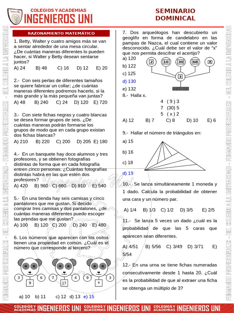Razonam - Matematico Las Fijas... Seminario... 1 de Diciembre 2024.. | PDF