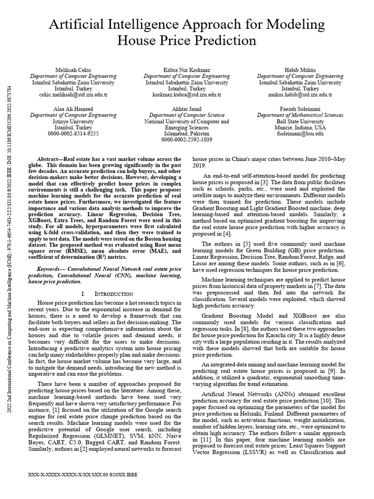 Artificial Intelligence Approach For Modeling House Price Prediction ...