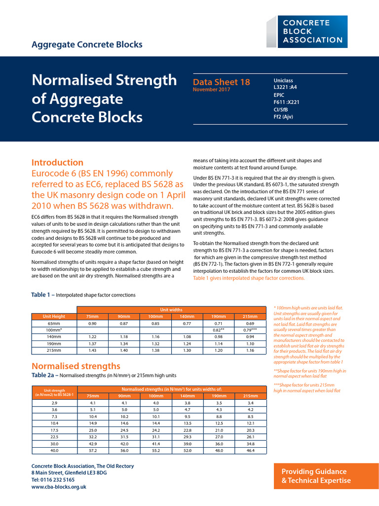 Normalised Strength of Concrete Blocks | PDF | Masonry | Concrete