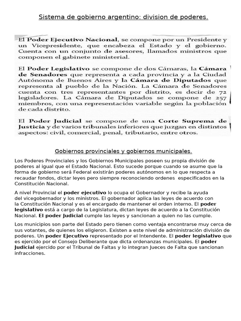 Sistema de Gobierno Argentino | PDF