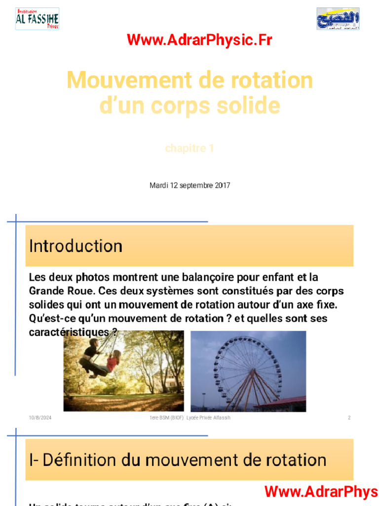 1 - Mouvement de Rotation D'un Corps Solide FR (WWW - AdrarPhysic.Fr ...