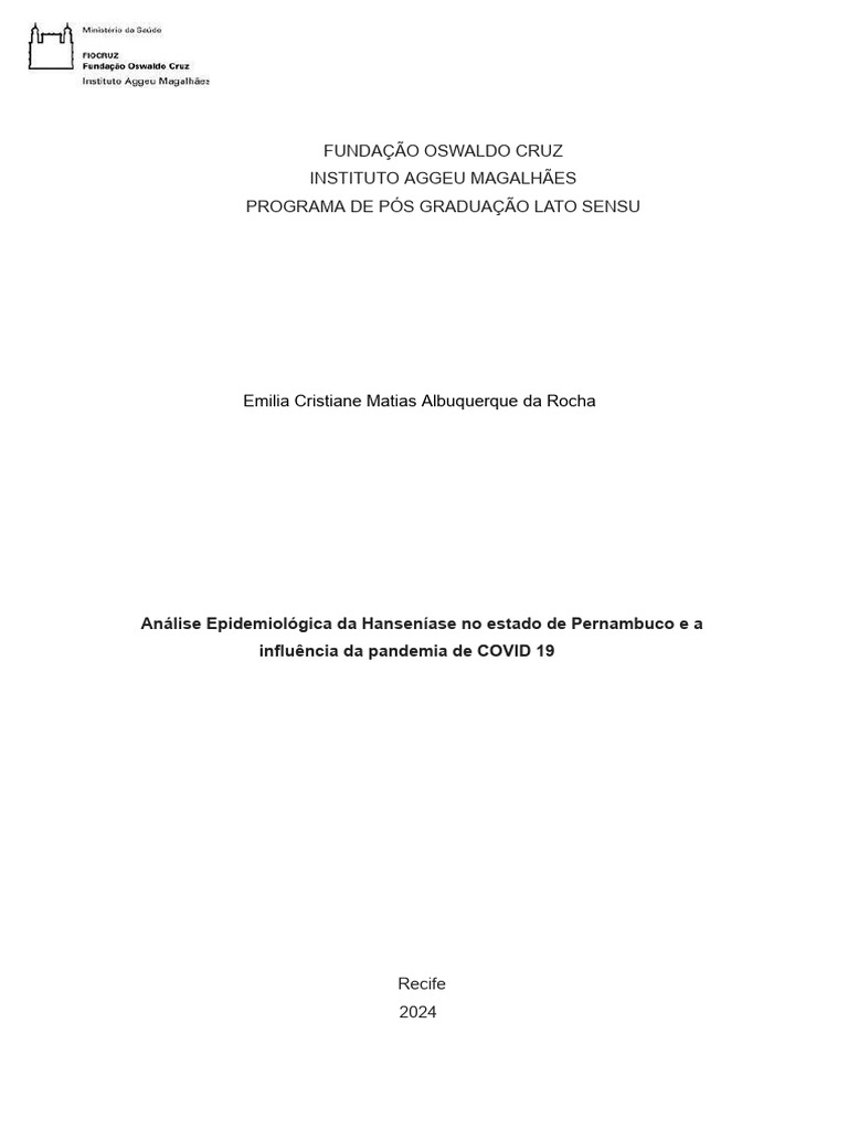 Hanseníase em Pernambuco: Impactos da COVID-19 | PDF | Lepra ...