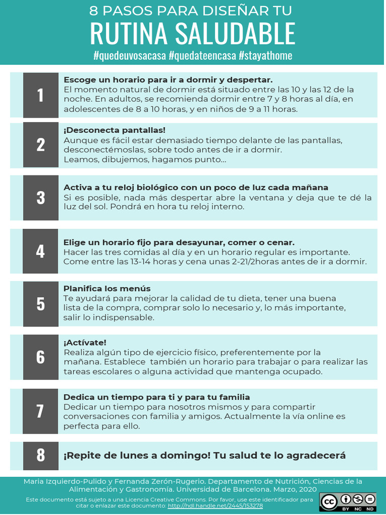 8 Pasos para una Rutina Saludable | PDF