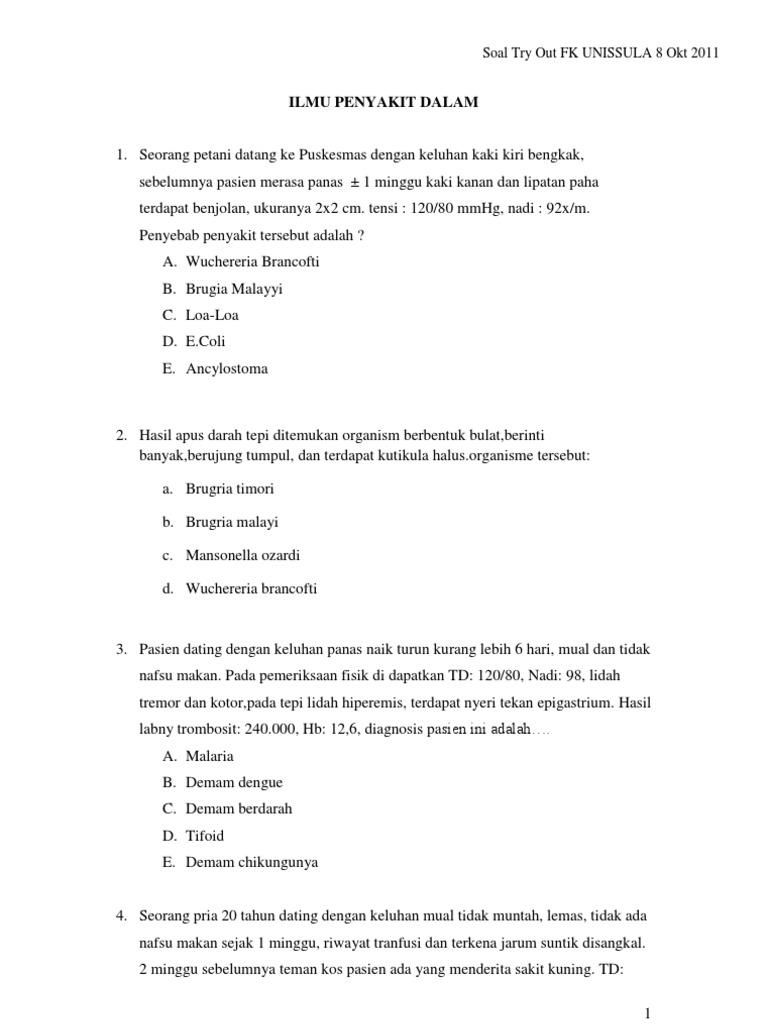Soal Try Out Unissula 8 Okt 2011 Baru