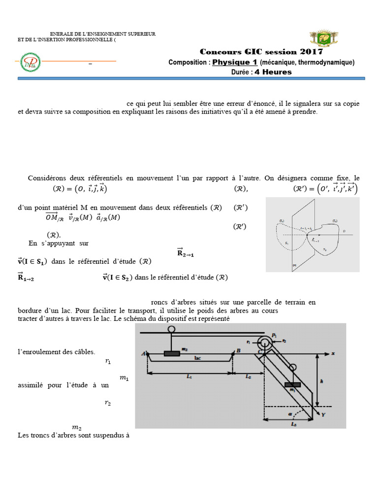 Examen GIC Physique 1: Mécanique et Thermodynamique | PDF | Entropie ...
