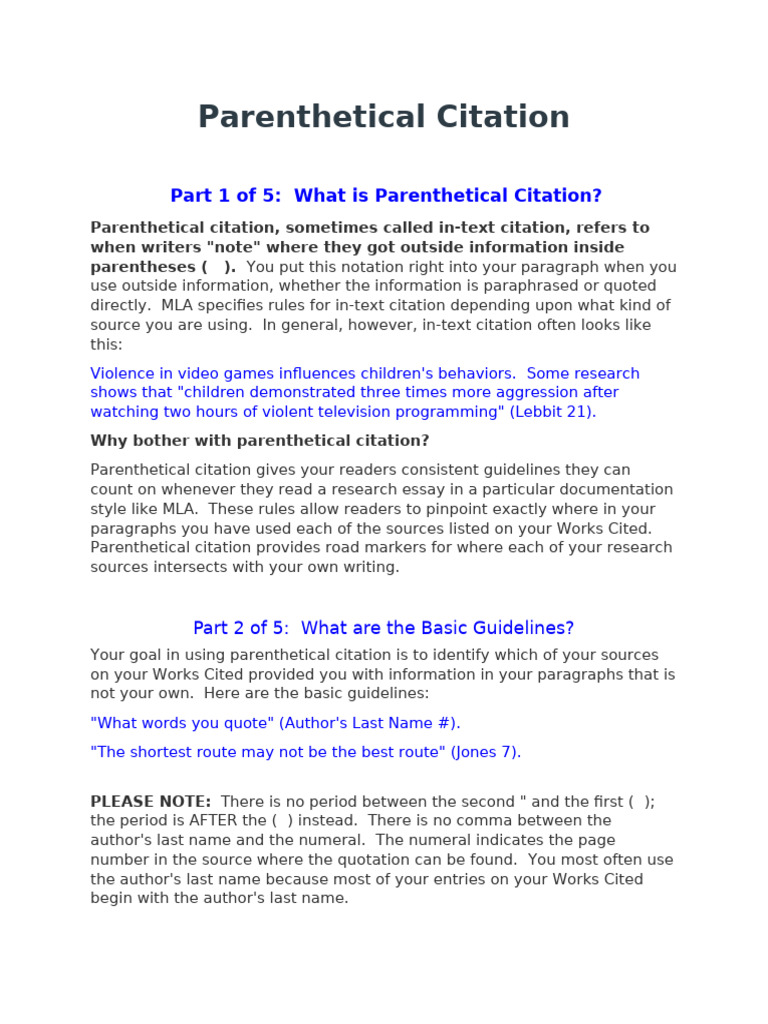 Parenthetical Citation | PDF | Citation | Human Communication