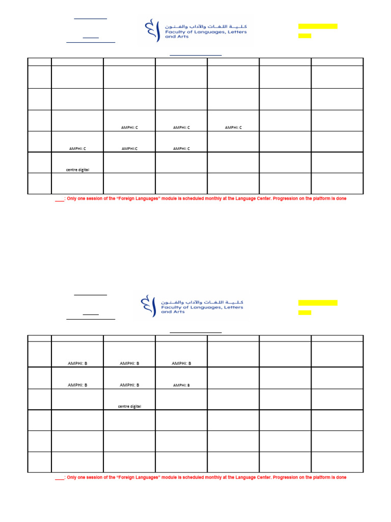 Emploi du temps S1 Linguistique 2024/2025 | PDF