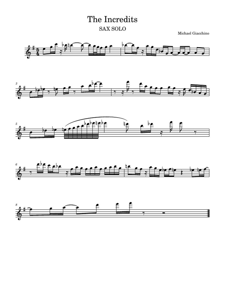 Incredits Sax Solo Sheet Music | PDF