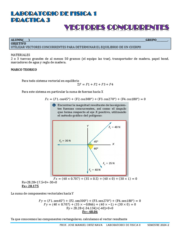 Equilibrio de Vectores Concurrentes | PDF | Vector Euclidiano | Euclides