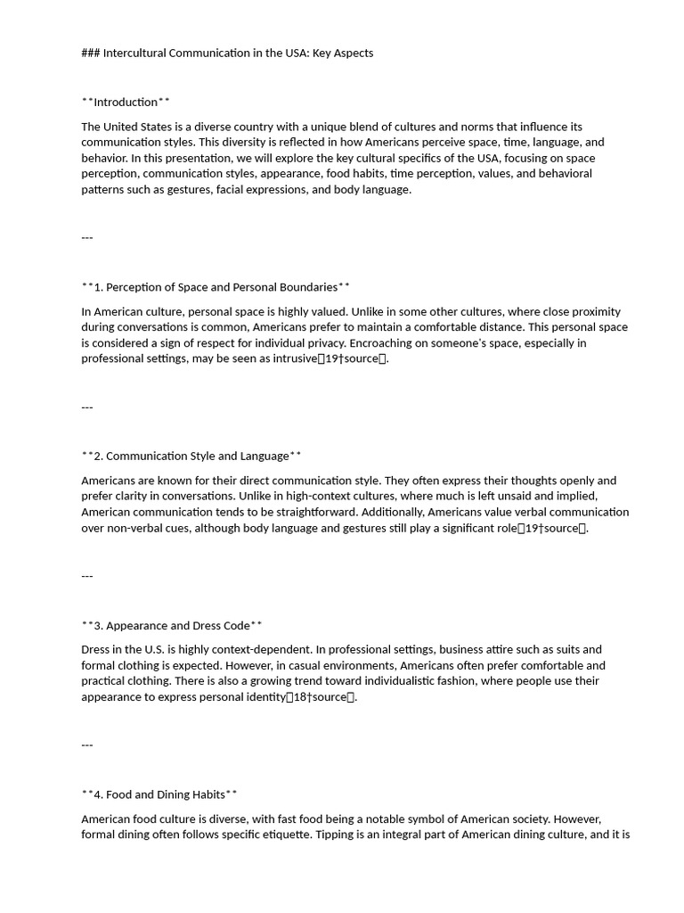 Intercultural Communication in The USA | PDF | Communication ...