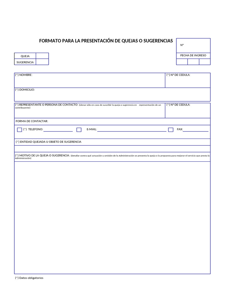 Formato de Quejas y Sugerencias | PDF