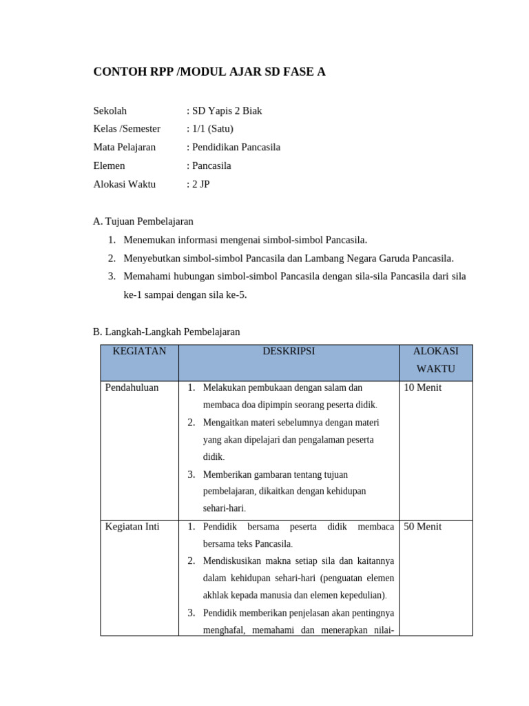 Contoh RPP | PDF