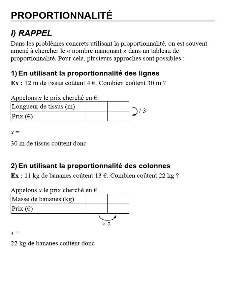 Comprendre la Proportionnalité | PDF | Pourcentage | Mathématiques