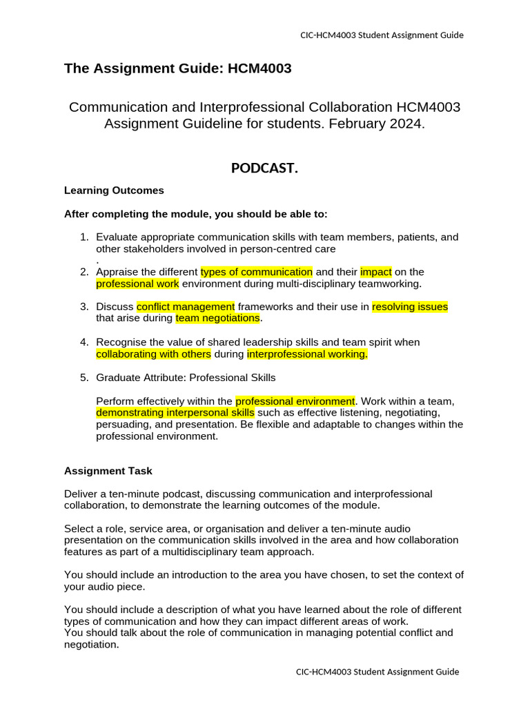 Student Podcast Assignment Guide | PDF | Communication | Podcast