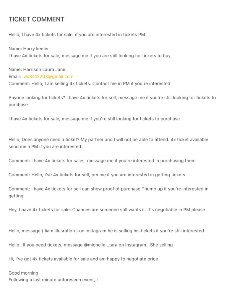 Ticket Comment | PDF