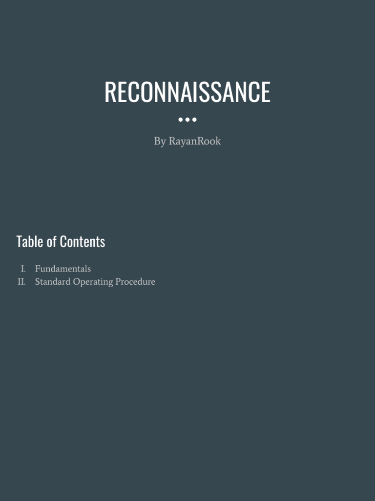 Seven Fundamentals of Reconnaissance | PDF