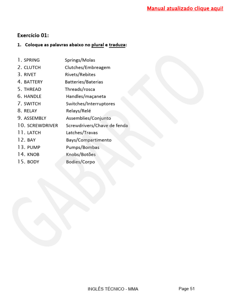 Apostila Ingles Tecnico Basico Respondida Pdf Manufactured Goods