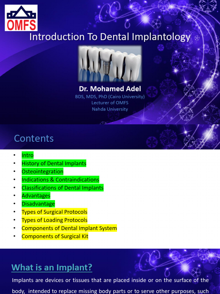 Overview of Dental Implantology Basics | PDF | Dental Implant | Medical ...