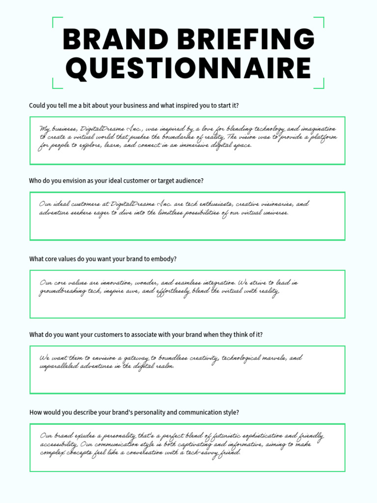 BRAND BRIEFING QUESTIONNAIRE Example | PDF | Brand | Human Communication