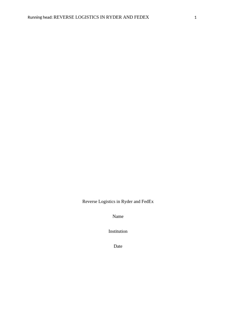 Reverse Logistics in Ryder & FedEx | PDF | Logistics | Risk