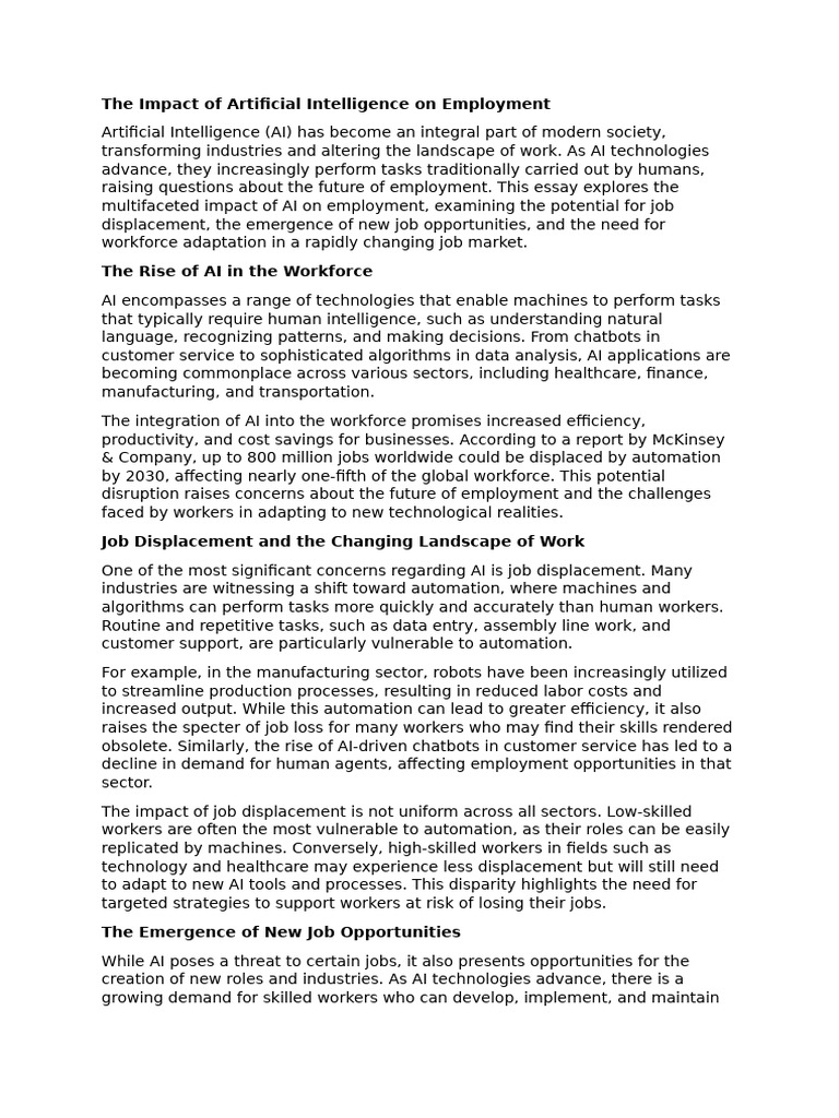 The Impact of Artificial Intelligence On Employment | PDF | Artificial ...