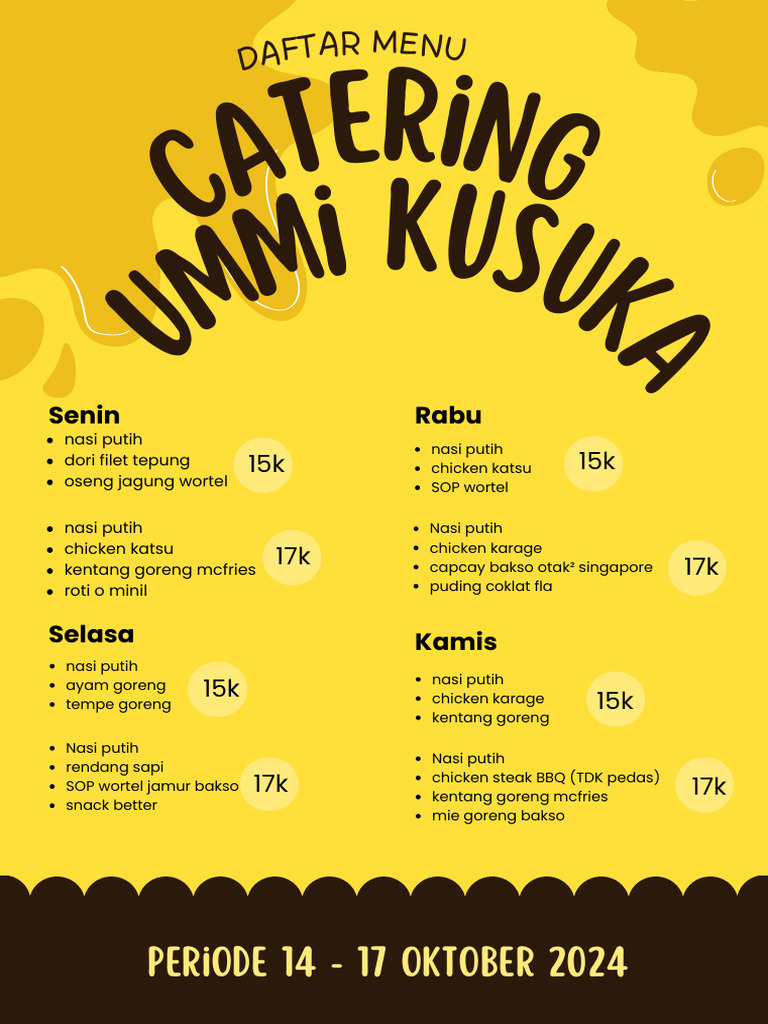 Kuning Coklat Ilustratif Modern Menu Pisang Lumer A4 | PDF